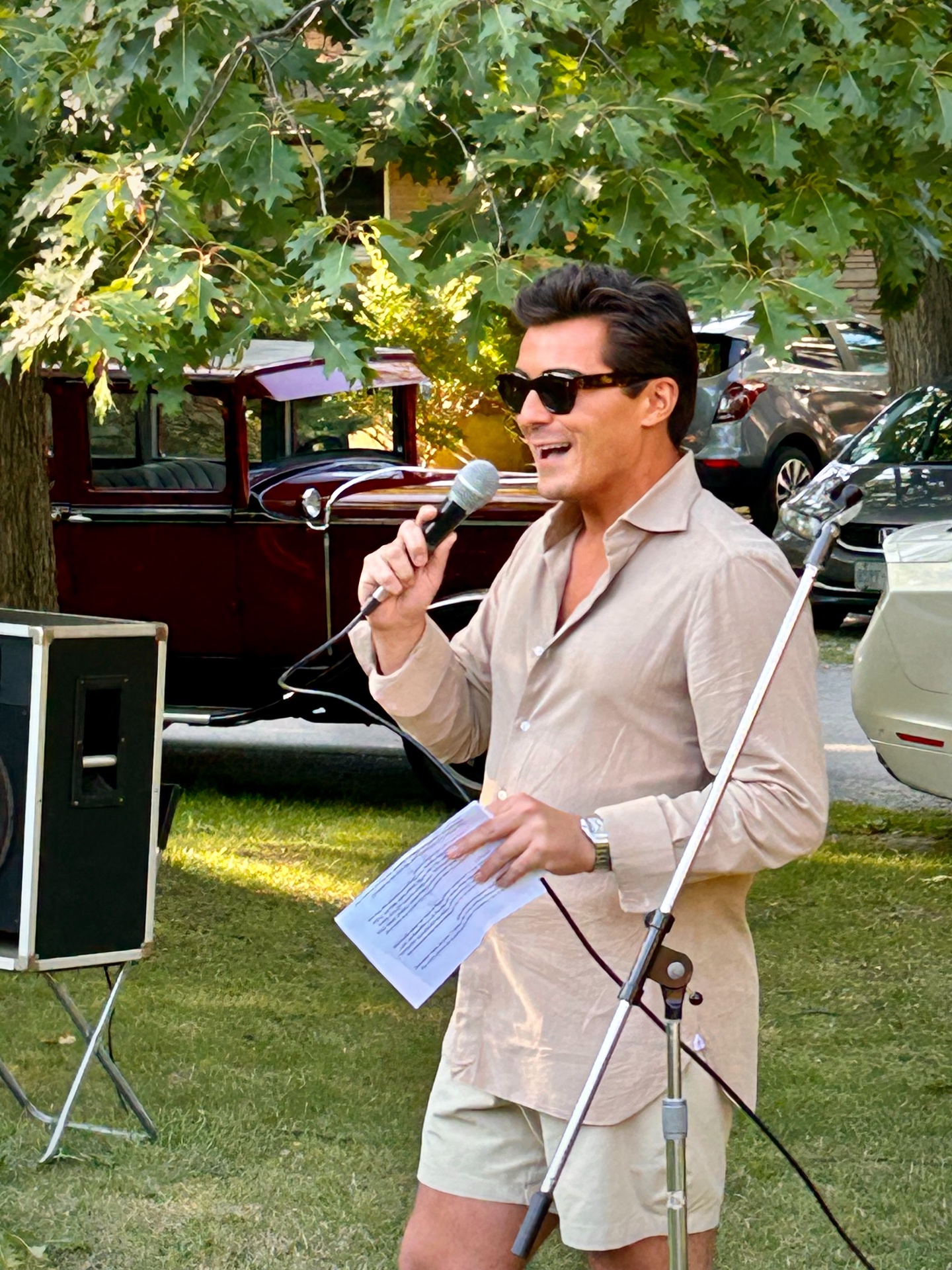 Weston speaking at a community gathering