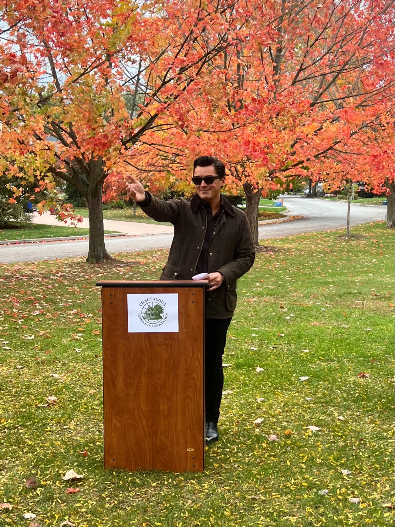 Weston speaking at the Chautauqua Residents Association